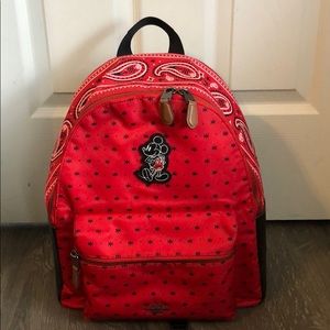 Large Coach x Mickey Red Bandana backpack